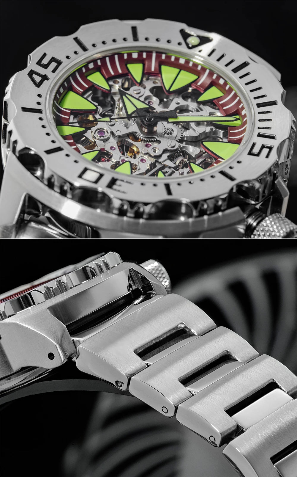 ADDIESDIVE luxury men's skeleton automatic watch sapphire glass BGW9 luminous diver's watch 200m men analog mechanical watches