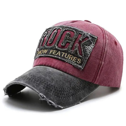 Boné de basebol em algodão com bordado ROCK de alta qualidade para homem e mulher, boné snapback Gorras para desporto ao ar livre e proteção solar