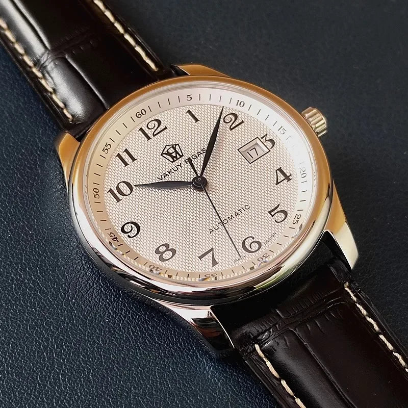 Vakuy Automatic Mechanical Watch Man's Business Auspicious Face Seagull ST2130 Movement Blue Pointer Waterproof Men's Watch