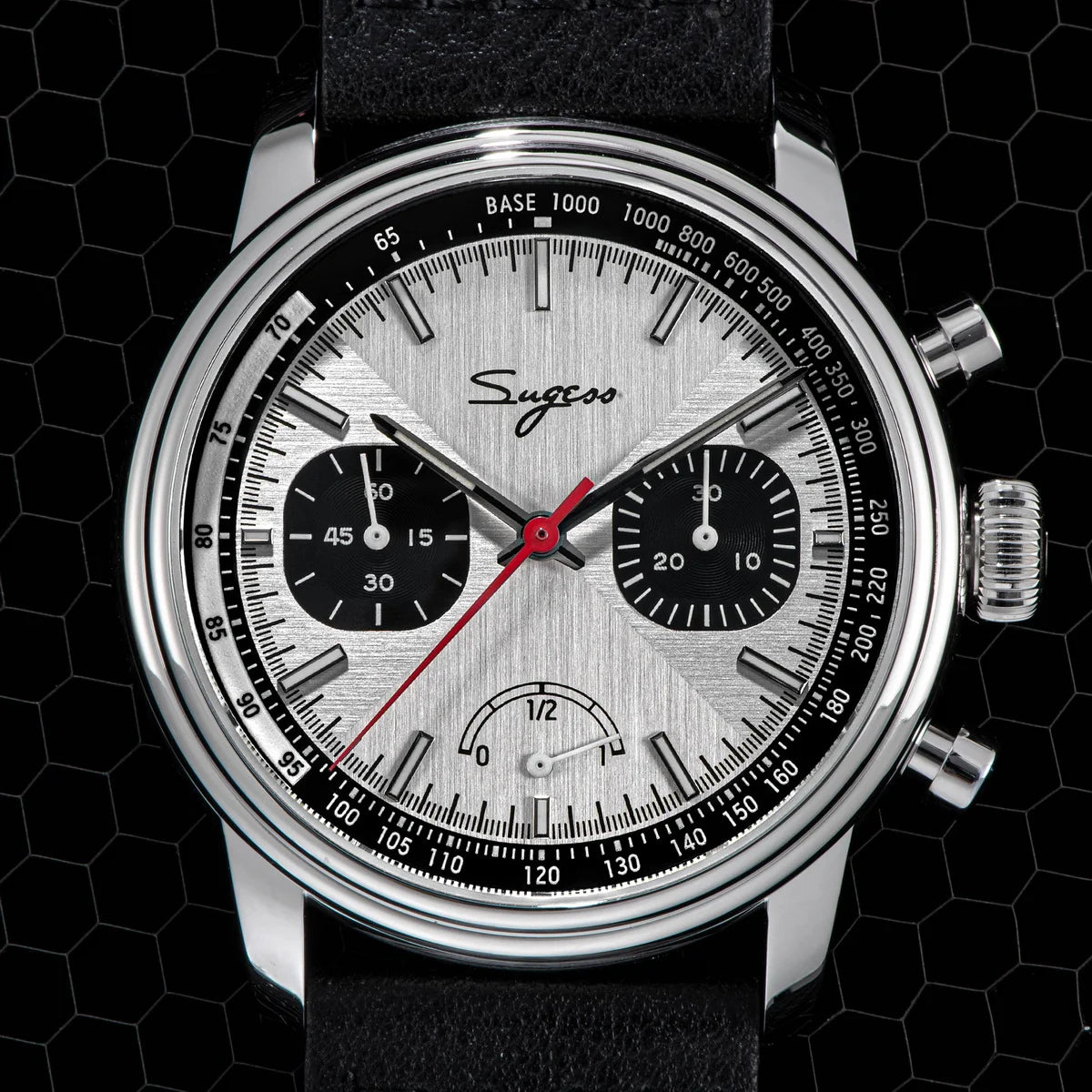 Sugess Men's Pilot 1963 Wristwatch ST1906 Chronograph Handwind Movement Domed Sapphire Waterproof Power Reserve Lume V2