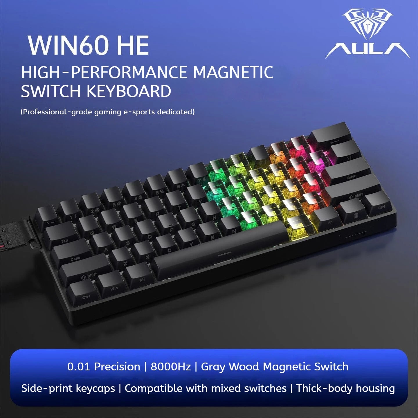 AULA WIN60 HE Magnetic Keyboard Wired Trigger 8K Return Esports Gamer Customize RGB Mechanical Gaming Keyboard