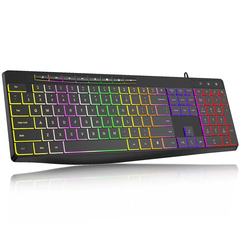 New Wired Light Backlit RGB Mute Keyboard Desktop Notebook Home Business For Office Ultra Thin USB office home