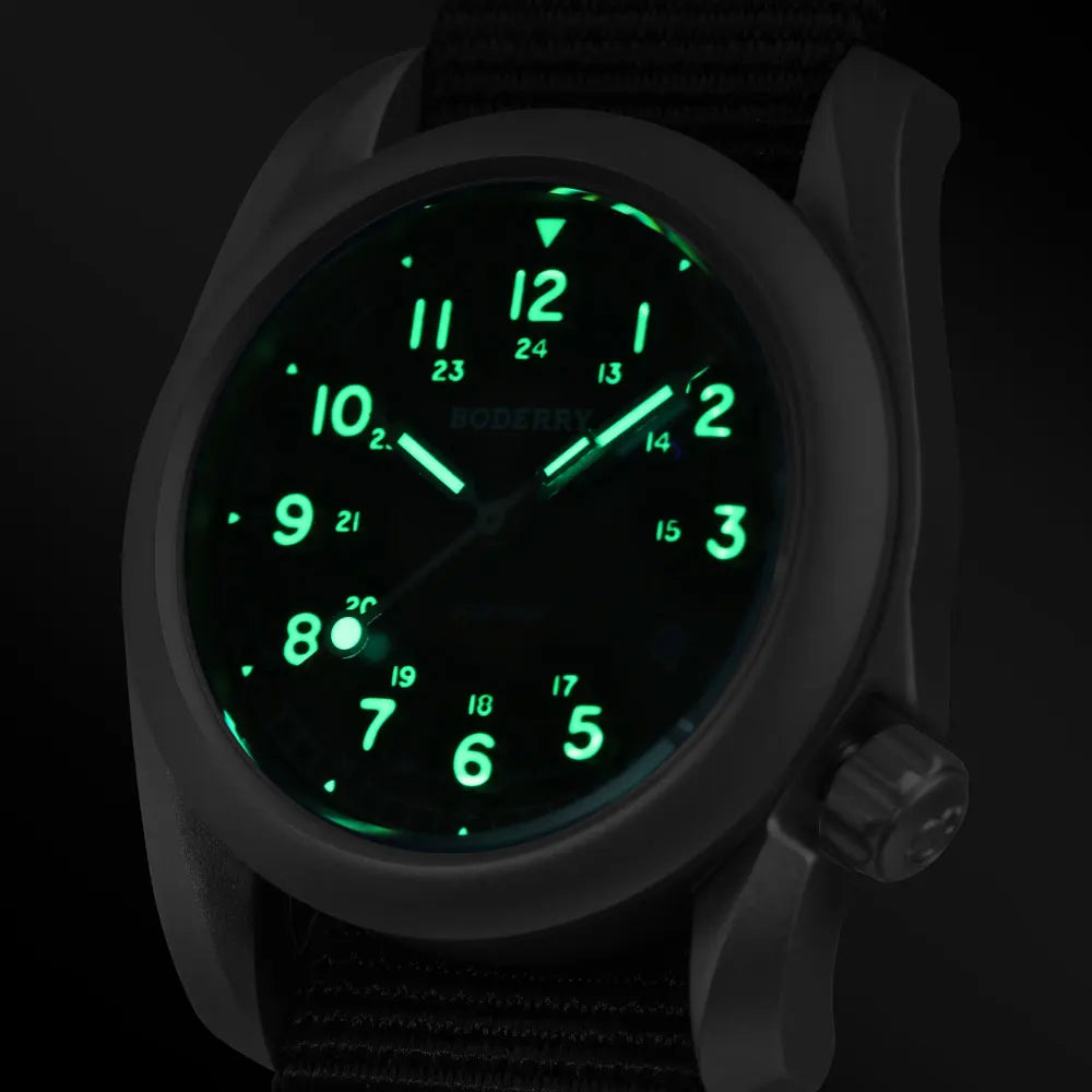 Boderry Field Watch VOYAGER Mens Watches 100M Waterproof Titanium Automatic Luminous For Seiko Movement Wristwatch