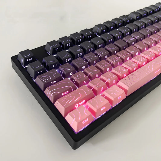 Topographic 4.0 Side Printed Keycaps Cherry Profile Double Shot PBT Keycaps for MX Switch Mechanical Keyboard with ISO Enter Shine Through Keycaps
