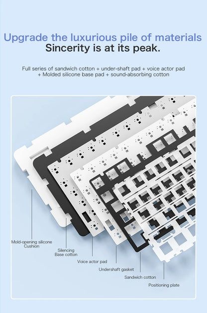 F75 Mechanical Keyboard FREEWOLF 81 Keys Layout Metal Knobs PBT Keycaps, Fully Hot-swappable Keys RGB Multi-color Backlighting