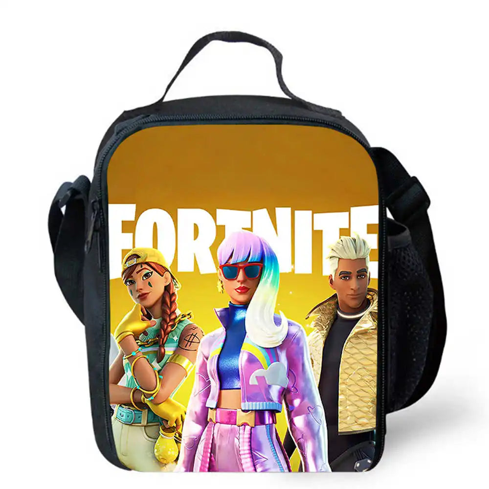 Lunchbags für Kinder, Cartoon-Fort-nite-Schul- und Picknicktaschen für Mädchen und Jungen, isolierte Kühltaschen für Kinder, tragbar und leicht
