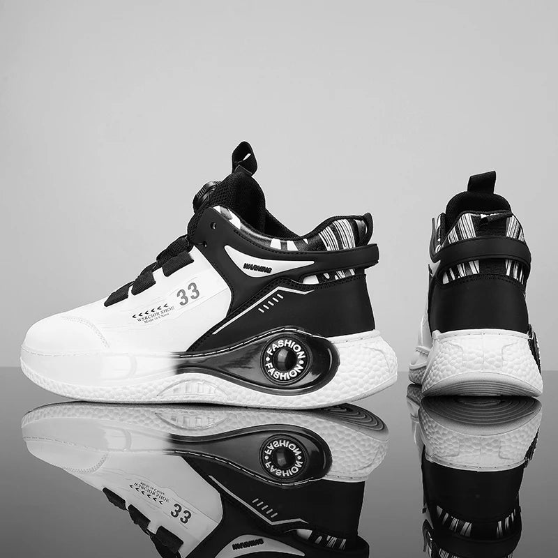 Men's Sneakers with Rotating Buckle Comfortable Non-Slip Lace-Up Durable Shoes for Outdoor Activities