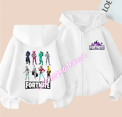 Ny Fortnite-zip hoodie för barn, tecknad anime, vardaglig och ventilerande huvtröja för barn, pojkjacka med dragkedja, vår 2026, barnkläder