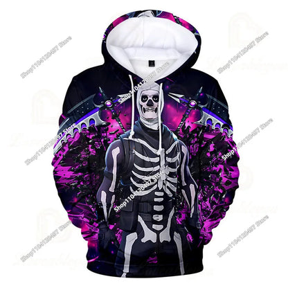 Φούτερ Cosplay Fortnites με κουκούλα, 3D τύπωμα παιχνιδιού, unisex, casual παλτό, anime περιφερειακό kawaii μπουφάν, παιδικά ρούχα, δώρα