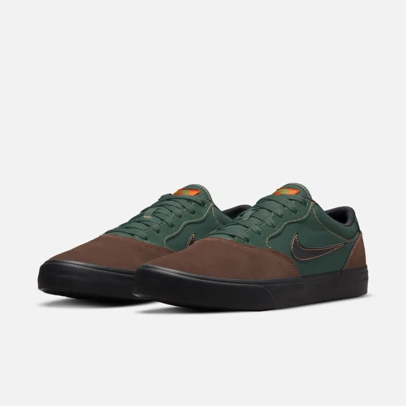 Nike Sb Series Swoosh Suede Wear-Resistant Everyday Skate Shoes for Men and Women, New Lightweight Comfortable Thin-Soled Durable Outdoor Low-Top Flat Shoes, Fashionable Versatile Lightweight Green-Brown Color Commuting Casua