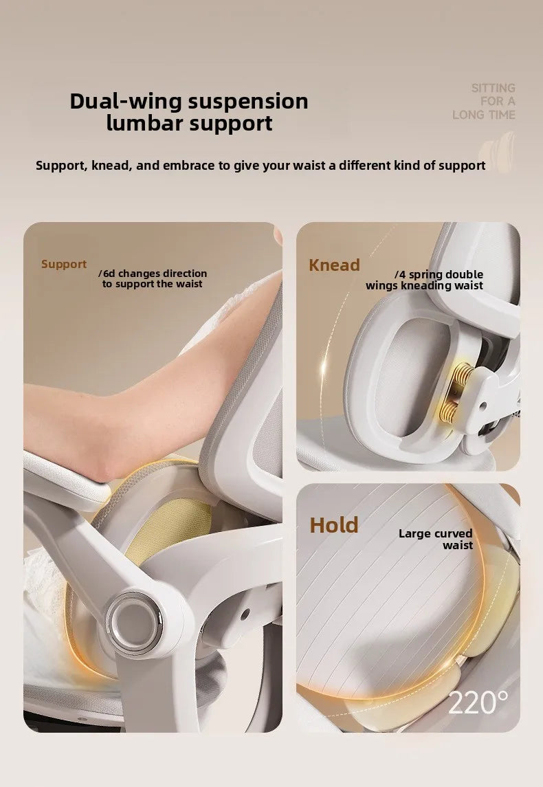 Stable Durable Ergonomic chair Floating wing waist support Computer chair Office chair Back chair Household e-sports chair