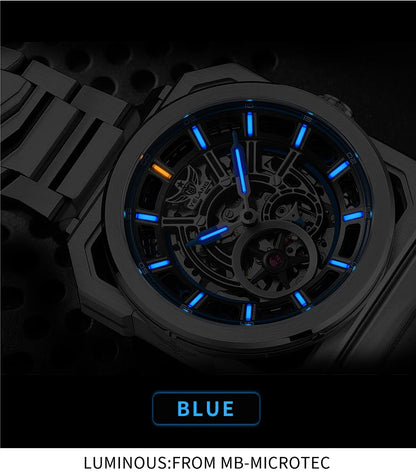 Yelang V1216 Men Watch Luxury Brand Watch 42mm Hollow Dial Japan MIYOTA 8N40 Automatic Movement 100M Waterproof Watch Luminous