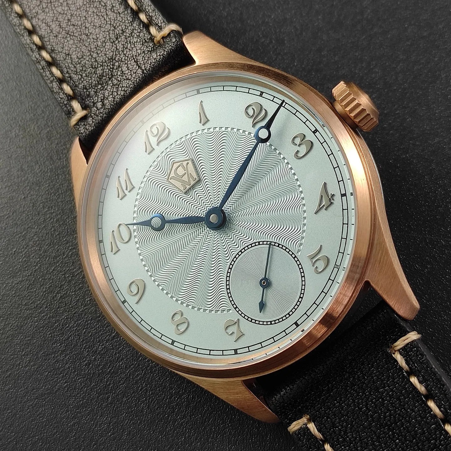 40.5 Men's Manual Mechanical Watch Tin Bronze Guilloché Surface Three-Dimensional Silver Nail Roasted Blue Needle Seagull ST3621