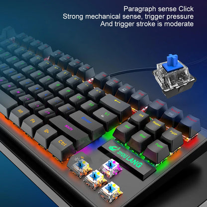 USB Mechanical Gaming Keyboard, Anti-ghosting Detachable Panel, Rainbow Backlit, Gamer for Gaming Computer Desktop PC Compact