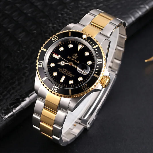 Reginald Watches Rotatable Bezel GMT Sapphire Glass Date Stainless Steel Watch Men Sports Watches relogio masculino reloj hombre