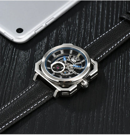 Yelang V1216 Men Watch Luxury Brand Watch 42mm Hollow Dial Japan MIYOTA 8N40 Automatic Movement 100M Waterproof Watch Luminous