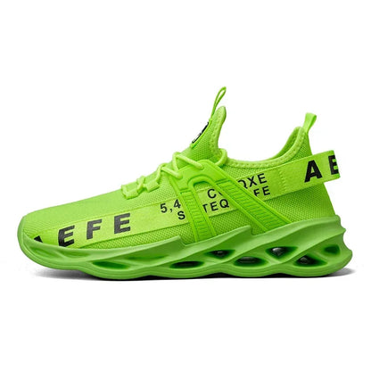 YRZL Men's Lightweight Comfortable Mesh Breathable Sneakers Green Casual Thick Sole Running Shoes