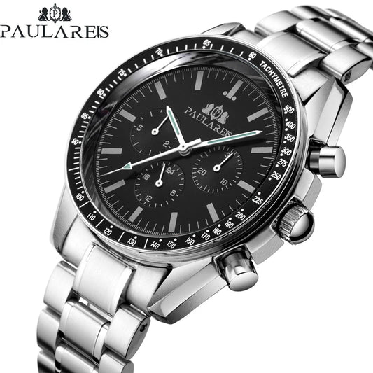PAULAREIS P Brand Luxury Men Mechanical Watches Calendar Business Watch Mens Sports Waterproof Stainless Steel Automatic Watches