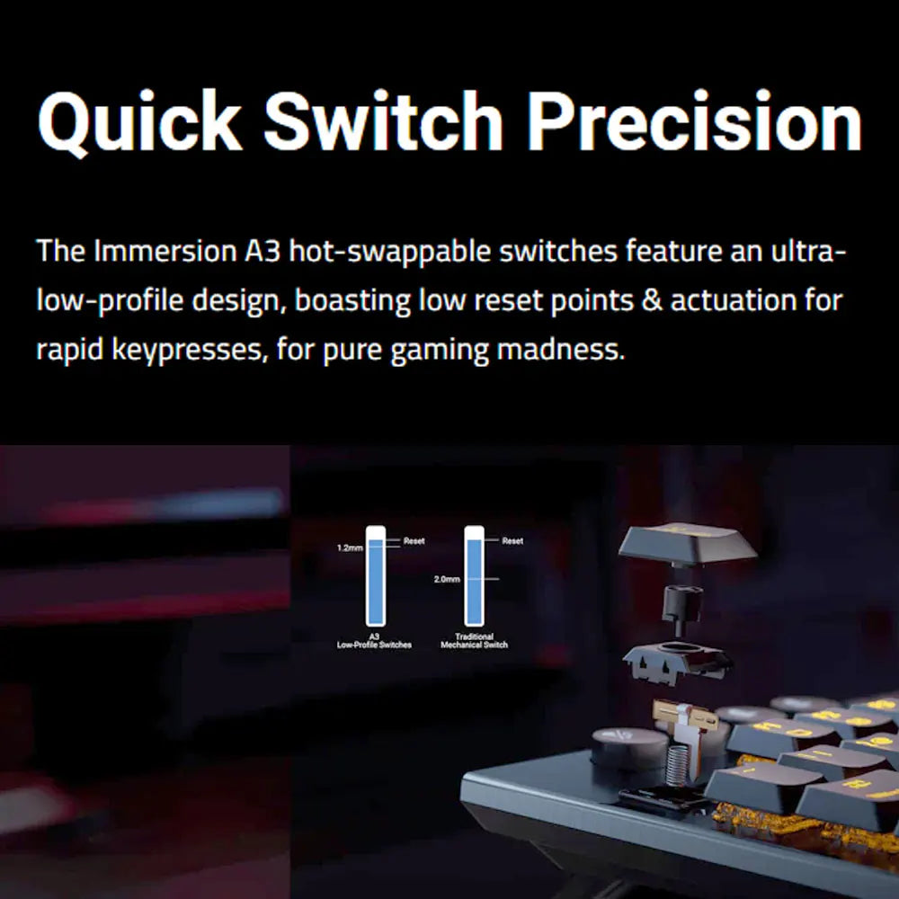 HEXGEARS A3 Mechanical Keyboard Kailh Switch Bluetooth/2.4G/Type-C Wired Connection 87 Key RGB Hot Swap Wireless Gaming Keyboard