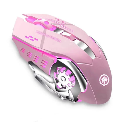 Vezeték nélküli Bluetooth egér 2.4G USB Mecha gaming egér, újratölthető, halk, háttérvilágításos, ergonomikus irodai egér, gamer kiegészítők