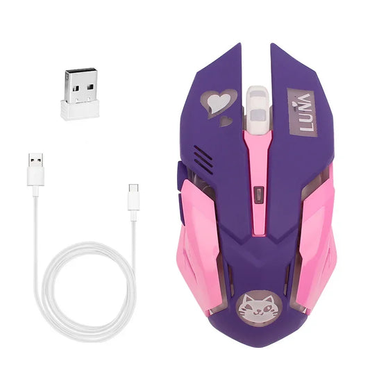 LUNA Wireless Gaming Mouse Rechargeable 2.4GHz Wireless Mouse, Silent RGB Optical Gaming Mouse with 2400 DPI for PC, Laptop & Desktop
