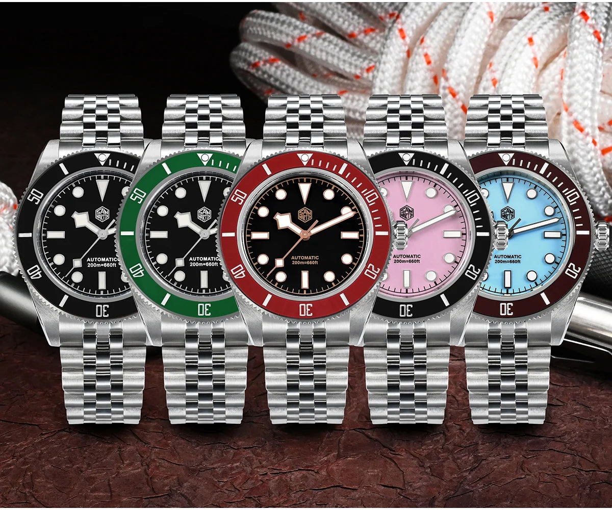 San Martin New 40mm BB Diver Watch Top Brand Classic Mens Watches NH35 Automatic Mechanical Sapphire Waterproof Reloj SN0128