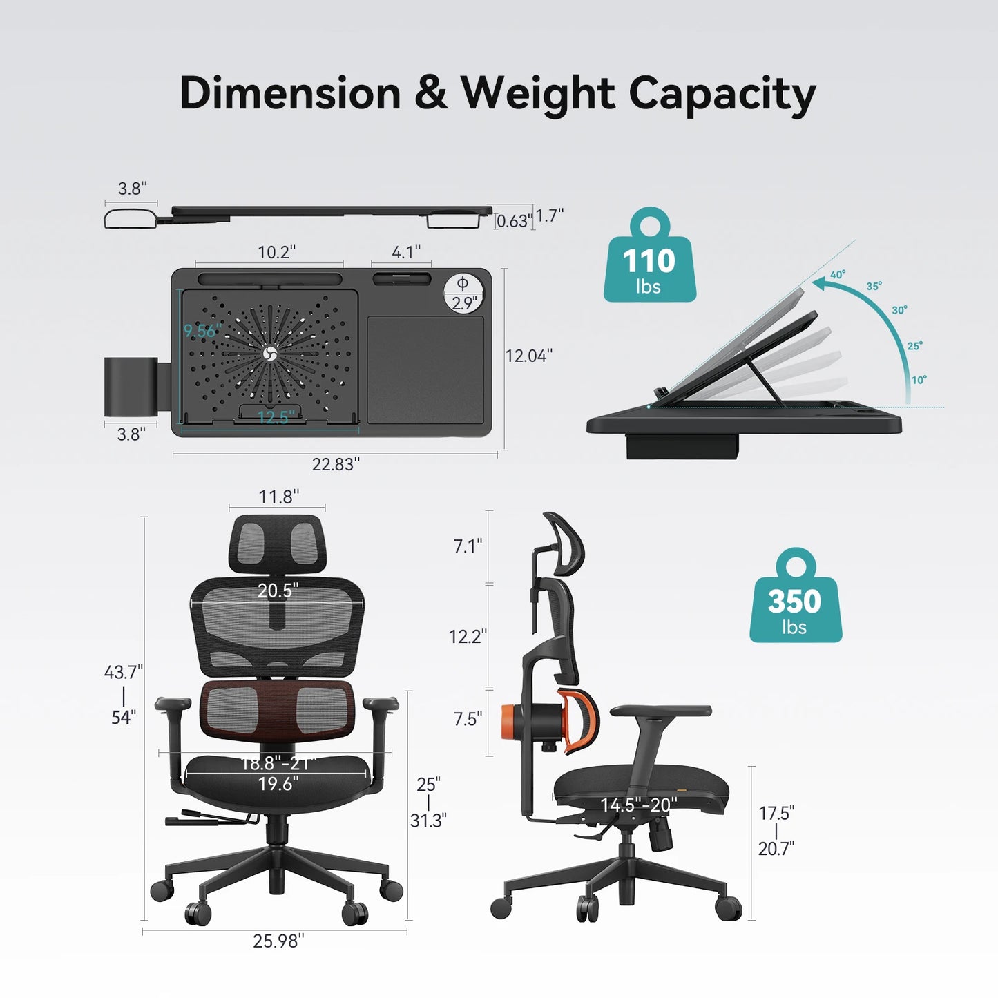 NEWTRAL NT001 Ergonomic Office Chair with Auto-Following Lumbar Support, 3 Recline Angle, Adjustable Backrest Armrest Headrest