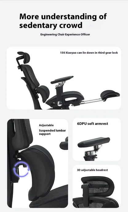 Ergonomic Office Chair Mesh Seat Adjustable Headrest Commercial Chair Footrests Support Comfortable Lumbar Chaise Ergonomique