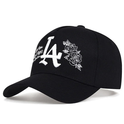 Unisex LA Rose Embroidery Snapback Baseball Caps Spring and Autumn Outdoor Adjustable Casual Hats Sunscreen Hat Sports Cap