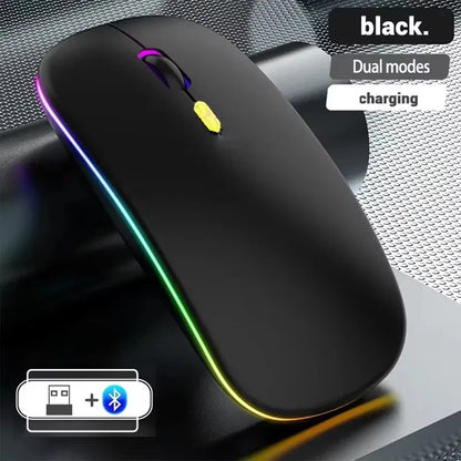 Wireless Mouse Rechargeable Dual Modes Bluetooth-compatible 2.4G USB Computer Mice For Laptop iPad Tablet Notebook Gaming Mouse