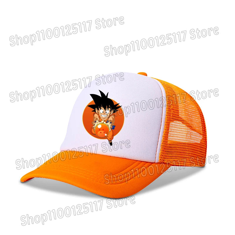 Dragon Ball Baseballkappe, Anime-Bedruckte Kappen, atmungsaktive Schirmmütze, Cartoon, Goku, Sommersport, Snapback, Mesh-Sonnenhut, Geschenk für Kinder