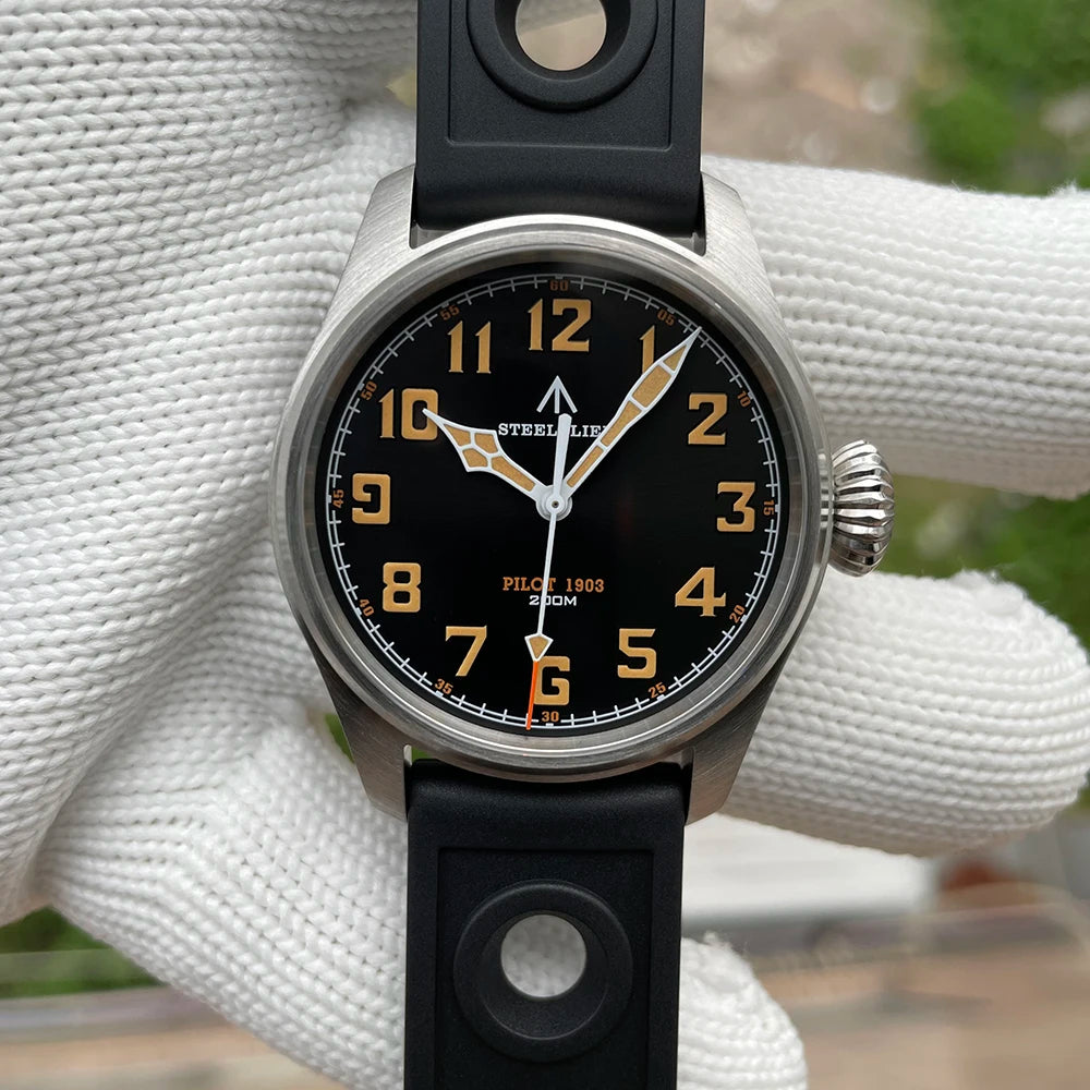 STEELFLIER Official SF740V New Quartz Pilot Series Swiss C3 Luminous 200M Waterproof VH31 Movement Men's Fashion Business Watch