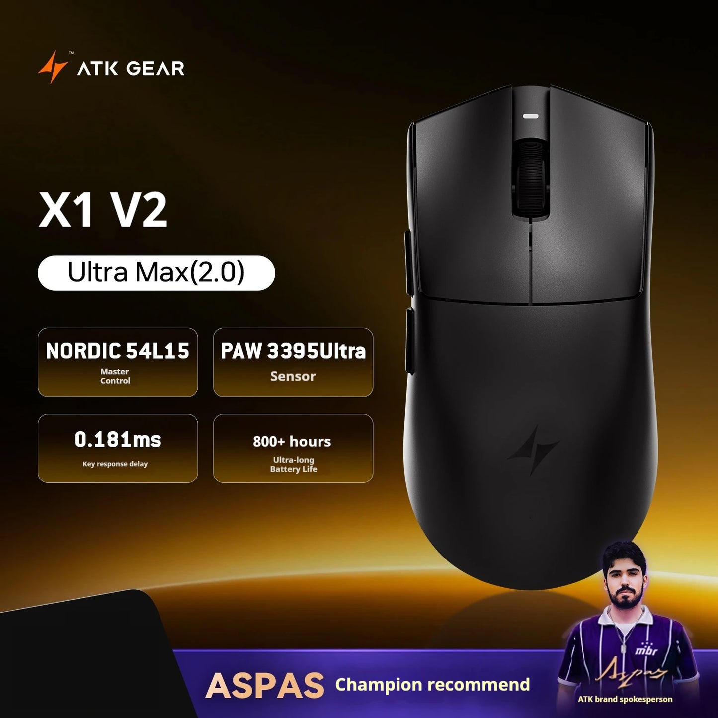 ATK X1 V2 Ultimate 2.0 -hiiri, langaton, Paw3950, ultrakevyt 54g, 750ips, 0.163ms matala viive, 650ips, uusi pelitarvike lahjaksi