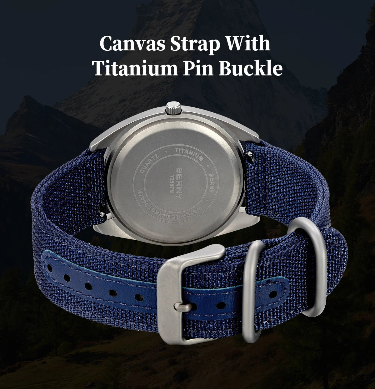 BERNY Titanium Watches for Men Date Week Calendar Sapphire Quartz Watch 38mm Super Luminous Men's Wristwatch 10ATM Lightweight