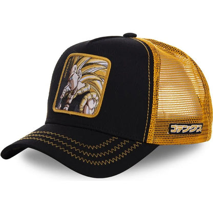 Dragon Ball Son Goku-Kappe, Sommer-Reisekappe mit Schirm, Herren-Kappe mit Stickerei, im Hip-Hop-Stil, Sonnenvisier, verstellbare Trucker-Kappe aus Netzstoff