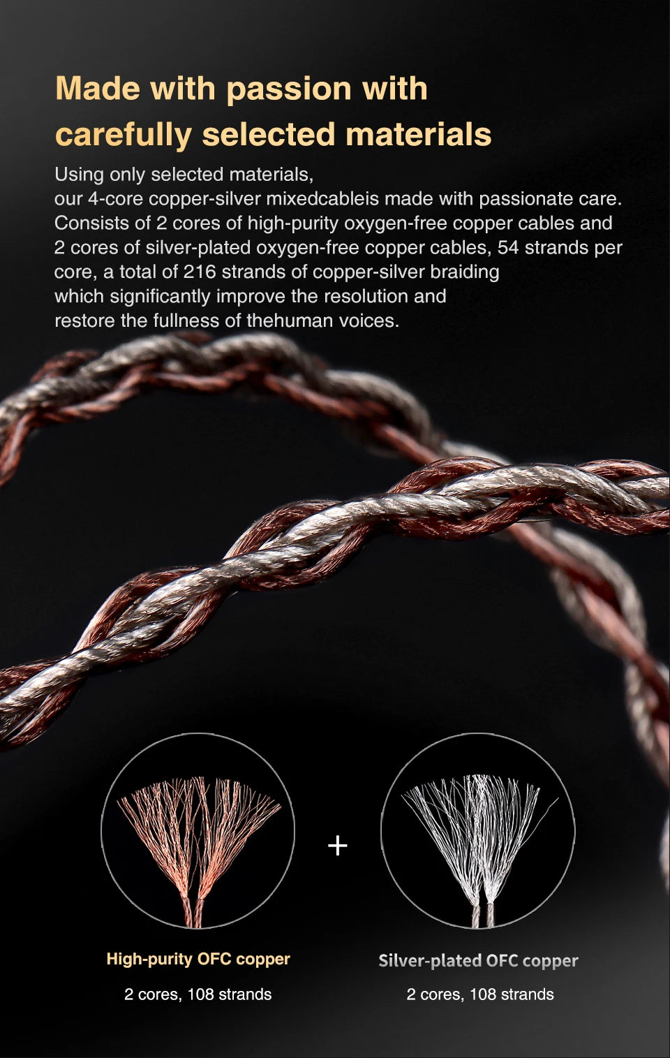 TRN RedChain Earphones Silver-Plated Copper OFC Copper Upgrade Cable with Swappable Connectors 2.5/3.5/4.4 For TRN MT1 MAX TA4