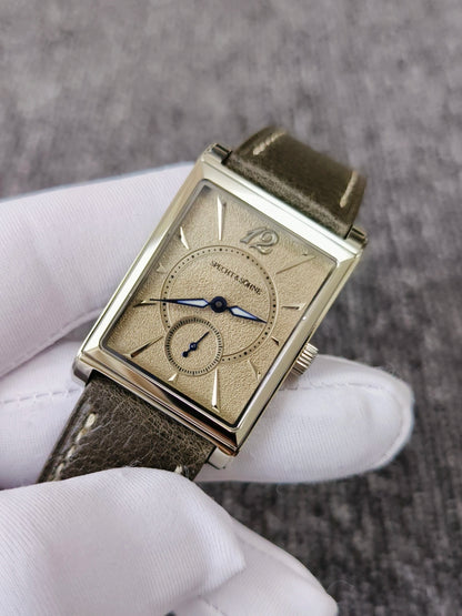2026 Specht&Söhne Ultra Thin 7.5mm Rectangular Watch Japan Quartz Movement Small Seconds Sandblasted Dial Grey Leather Strap Watch