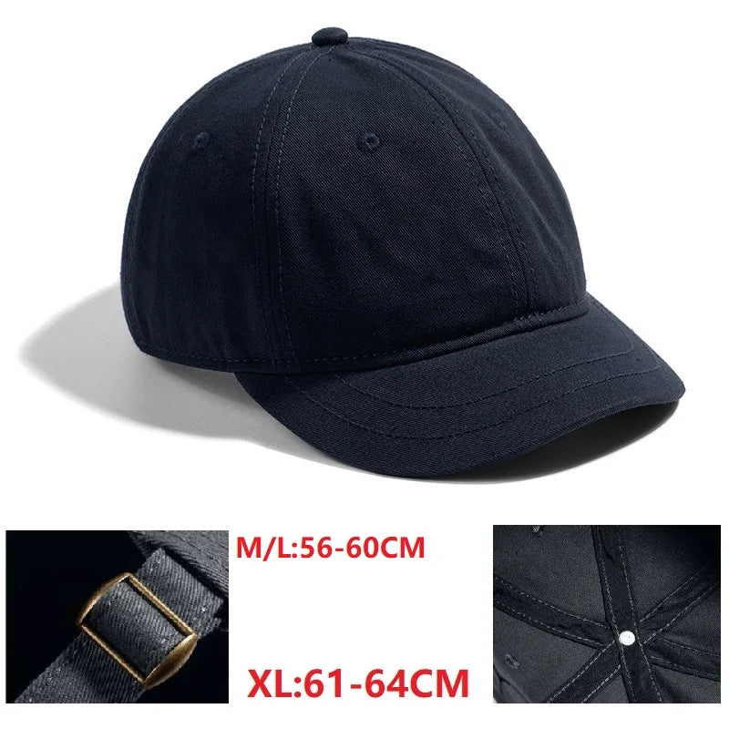 Big Head Hat Back Closed 5cm Short Brim Baseball Cap for Men Mesh Fitted Caps Stretchy Full Closed Caps 56-60cm 61-65cm