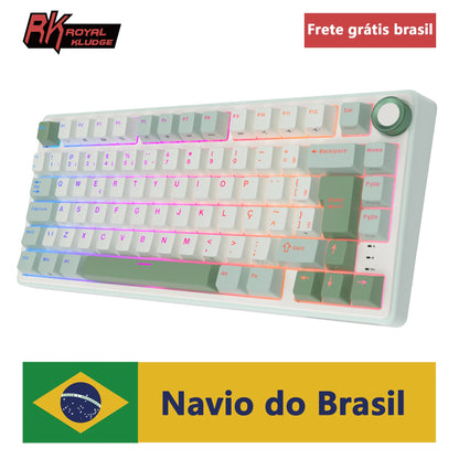 Royal Kludge RK R75 Brazilian Mechanical Keyboard Gasket Wired Gamer Keyboard Hot-swappable 80 Keys RGB Backlit MDA PBT Keycaps