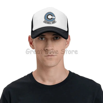 Capsule Corp Mesh-baseballkepsar Unisex Hip-Hop-truckerhatt Anime DBZ Dad Hat Justerbar racingkeps Sommartrucker Snapback-kepsar