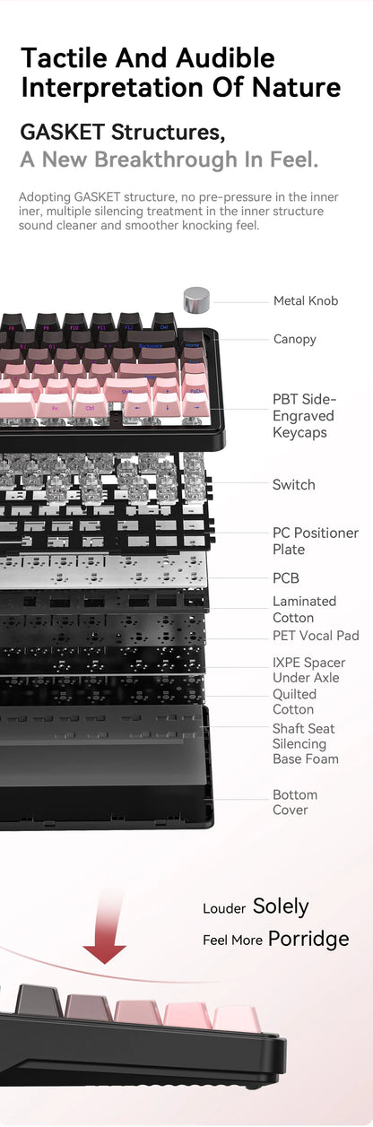 ATTACK SHARK X85/X85Pro Wireless Mechanical Keyboard 75% 82 Keys Tri-Mode Bluetooth Wired RGB Hot Swap Gasket Knob Large battery
