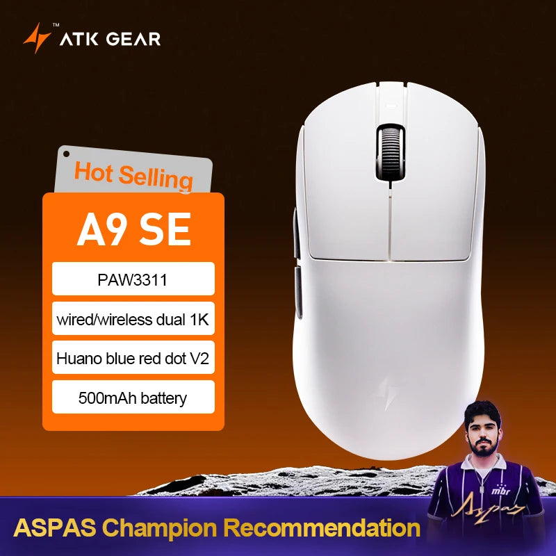 ATK Dragonfly A9 Ultra draadloze gamingmuis PAW3950 ultralicht tri-mode ergonomische e-sports gamermuis voor FPS A9 SE Plus