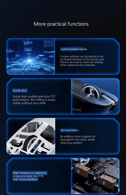 MCHOSE L7 Ultra+ Medium Large Hand Mouse Game E-Sports Paw3950 Wireless Three Mode Lightweight Office Dual-Drive Computer Mouse