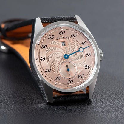 Sugess Mens Watch Automatic ST1721 Movement Aventurine Mechanical Wristwatches Hardlex Glass Fashion Simple Business Clock S451