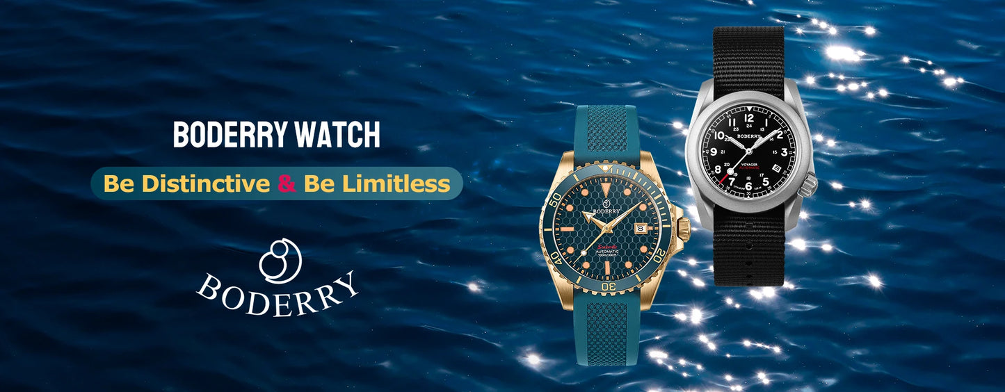 Boderry Field Watch VOYAGER Mens Watches 100M Waterproof Titanium Automatic Luminous For Seiko Movement Wristwatch