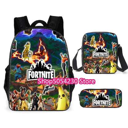 Hot Game Fortnited 3PCS Backpack Set Teenager Student Travel Bag Fortress Night 3D School Knapsack Popular Games Rucksacks