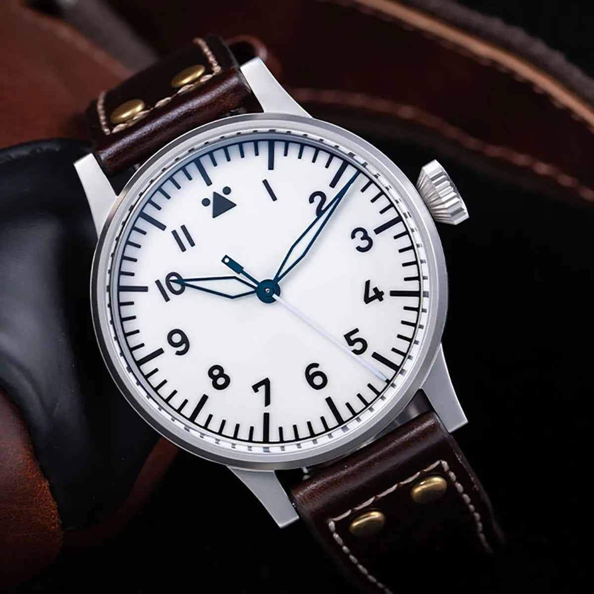 Hruodland Pilot Men's Automatic Mechanical Watch PT5000 Sapphire Luminous C3 Stainless Steel Waterproof 10Bar Men's Watch