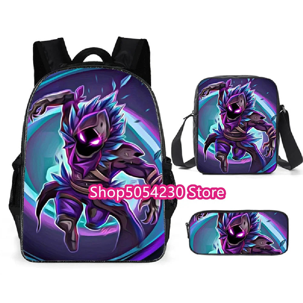 Hot Game Fortnited 3PCS Backpack Set Teenager Student Travel Bag Fortress Night 3D School Knapsack Popular Games Rucksacks