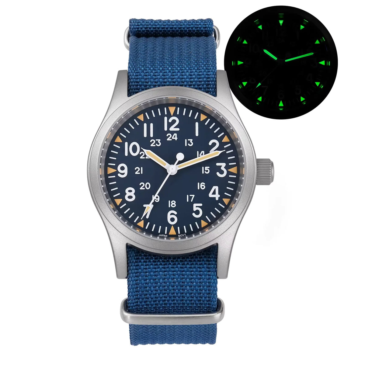 Militado ML05 Military Watch VH31 Sweep Quartz Movement Top Hat Domed Sapphire Crystal Vintage Watch 100m Waterproof Mens Watch