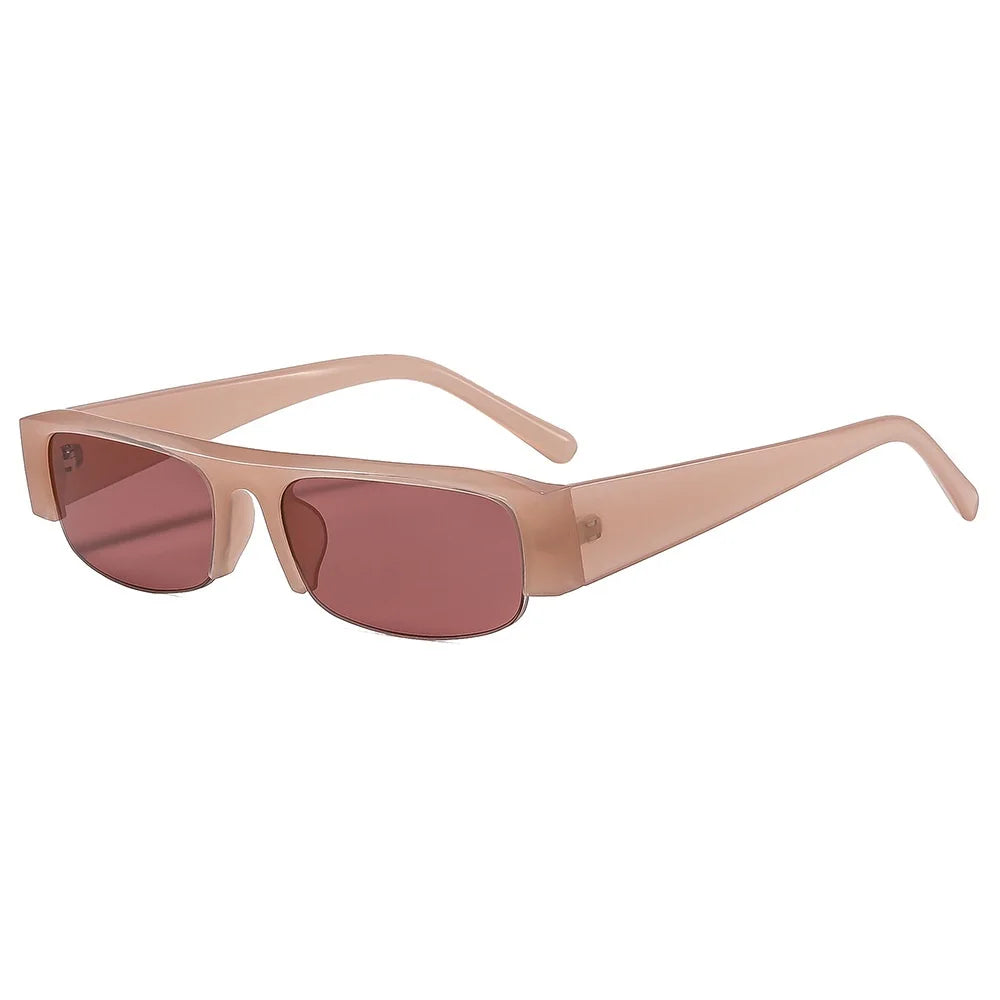 vintage small rectangle half frame black sunglasses for new fashion leopard gradient sun glasses ladies trendy driving eyewear